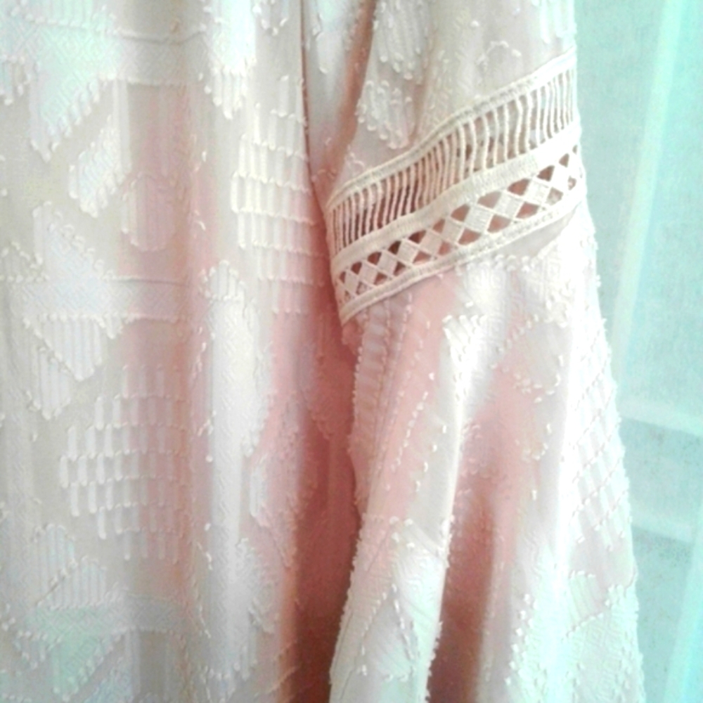 Anthropologie floreat  light pink Boho dress with Lace and Bell Sleeves - Picture 4 of 8
